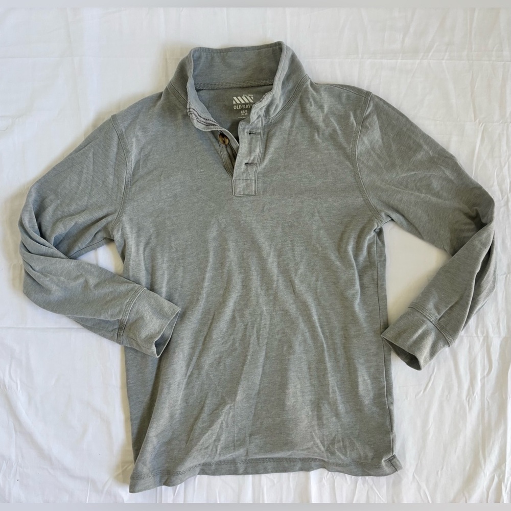 Old Navy Boys Button Front Pullover in Blue Greige Sz L 10/12